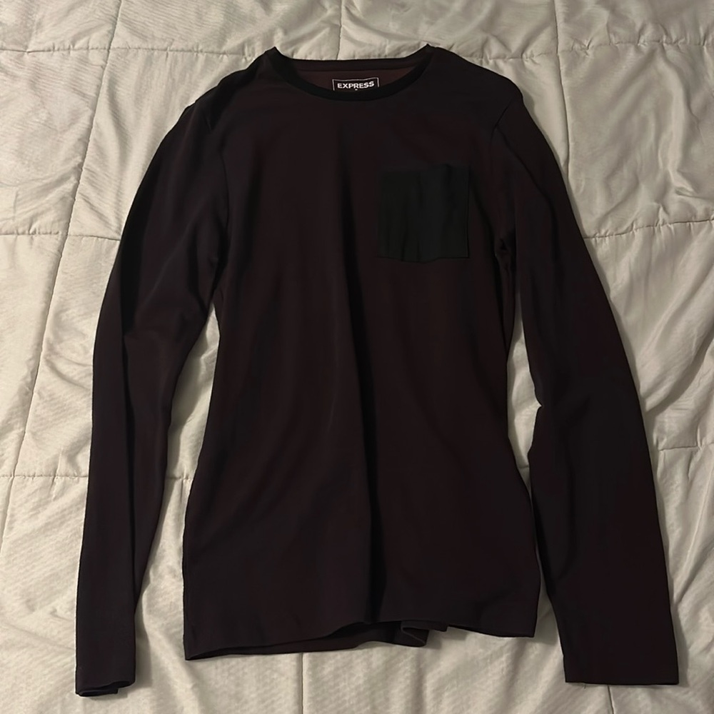 Express Men’s Size Small Maroon Long Sleeve with Black Pocket